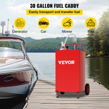 VEVOR Réservoir de stockage de carburant 30 gallons, 2 roues avec pompe manuelle, rouge