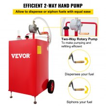 VEVOR Réservoir de stockage de carburant 30 gallons, 2 roues avec pompe manuelle, rouge