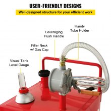 VEVOR Réservoir de stockage de carburant 30 gallons, 2 roues avec pompe manuelle, rouge