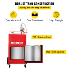 VEVOR Chariot de carburant 30 gallons réservoir de stockage d'essence 4 roues, pompe de transfert manuelle, conteneur de carburant essence diesel pour voitures, tondeuses à gazon, VTT, bateaux, rouge