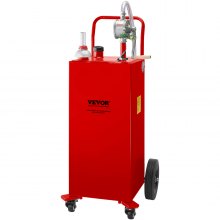 VEVOR Chariot de carburant 30 gallons réservoir de stockage d'essence 4 roues, pompe de transfert manuelle, conteneur de carburant essence diesel pour voitures, tondeuses à gazon, VTT, bateaux, rouge