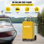 VEVOR Chariot de carburant 30 gallons réservoir de stockage d'essence 4 roues, pompe de transfert manuelle, conteneur de carburant essence diesel pour voitures, tondeuses à gazon, VTT, bateaux, jaune