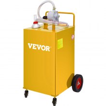 VEVOR Chariot de carburant 30 gallons réservoir de stockage d'essence 4 roues, pompe de transfert manuelle, conteneur de carburant essence diesel pour voitures, tondeuses à gazon, VTT, bateaux, jaune