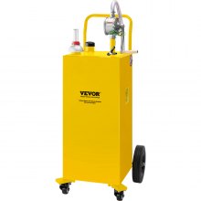 VEVOR Chariot de carburant 30 gallons réservoir de stockage d'essence 4 roues, pompe de transfert manuelle, conteneur de carburant essence diesel pour voitures, tondeuses à gazon, VTT, bateaux, jaune