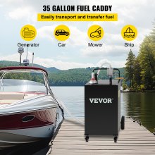 VEVOR Chariot de carburant, 35 gallons, réservoir de stockage d'essence 4 roues, pompe de transfert manuelle réservoir de carburant essence diesel pour voitures, tondeuses à gazon, VTT, bateaux, noir