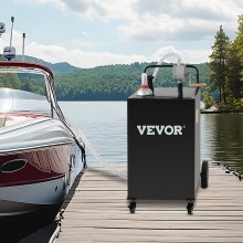 VEVOR Chariot de carburant, 35 gallons, réservoir de stockage d'essence 4 roues, pompe de transfert manuelle réservoir de carburant essence diesel pour voitures, tondeuses à gazon, VTT, bateaux, noir