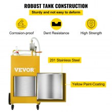 VEVOR Chariot de carburant, 35 gallons, réservoir de stockage d'essence 4 roues, pompe de transfert manuelle réservoir de carburant essence diesel pour voitures, tondeuses à gazon, VTT, bateaux, jaune