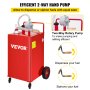 VEVOR Chariot de carburant, 35 gallons, réservoir de stockage d'essence 4 roues, pompe de transfert manuelle réservoir de carburant essence diesel pour voitures, tondeuses à gazon, VTT, bateaux, rouge