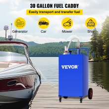 VEVOR Réservoir de stockage de carburant 30 gallons, 4 roues avec pompe manuelle, bleu