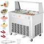 VEVOR Machine à Glace Roulée avec 2 Casseroles 38x38 cm, Plancha à Glace Roulée Commerciale en Inox Alimentaire, Machine à Rouler la Glace avec Compresseur et 4 Grattoirs, pour Boutiques de Desserts