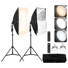 VEVOR Kit d'Éclairage Softbox 50x70 cm 3000-6500K Réglable Ampoule 45 W Lot de 2