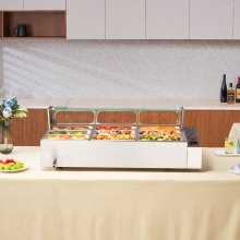 VEVOR Chauffe-Plat Buffet Bain-Marie Électrique 9 Bacs de 4,7 L Écran en Verre