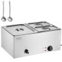 VEVOR Chauffe-Plat Buffet Bain-Marie Électrique de Comptoir 3 Bacs en Inox 16 L