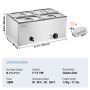 VEVOR Chauffe-Plat Buffet Bain-Marie Électrique de Comptoir 4 Bacs en Inox 15 L