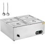 VEVOR Chauffe-Plat Buffet Bain-Marie Électrique de Comptoir avec Bacs 4x7,6 L