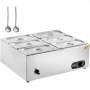 VEVOR Chauffe-Plat Buffet Bain-Marie Électrique de Comptoir 6 Bacs de 4,7 L