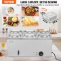 VEVOR Chauffe-Plat Buffet Bain-Marie Électrique de Comptoir 6 Bacs Inox 13,5 L