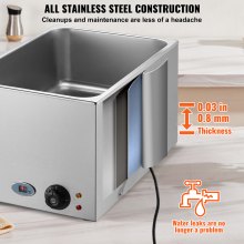 VEVOR Chauffe-Plat Buffet Bain-Marie Électrique de Comptoir en Inox 18 L Soirée