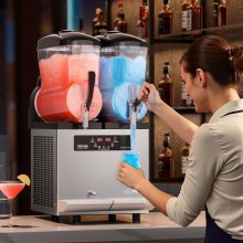 VEVOR Machine à Granité Granitas Commerciale 2 Réservoirs de 12 L Boisson Glacée