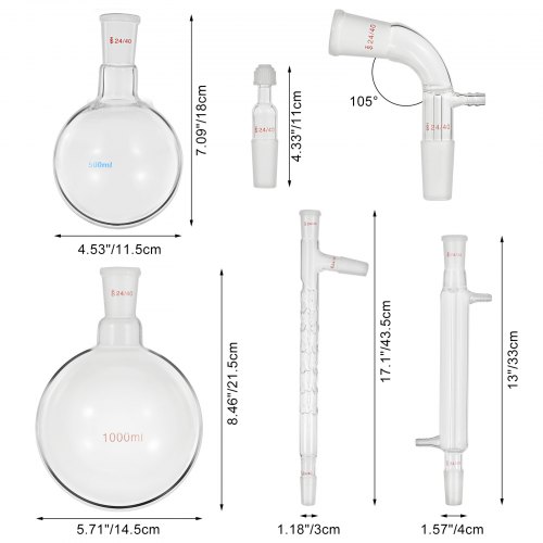 Unité De Verrerie De Laboratoire 2000 Ml 24/40 - Neuf, Pour Chimie Ou Biologie, Marque Lab-india