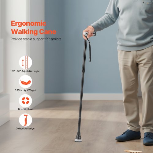 Canne De Marche Pliable Ashley Housewares - Aluminium Réglable, Légère, Capacité 120kg