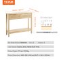 VEVOR Table console en rotin naturel avec étagère porte coulissante 2 tiroirs