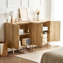 VEVOR Armoire de rangement en rotin lot de 2 avec 4 portes et étagères naturel