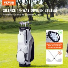 VEVOR Sac Chariot de Golf 91,5 cm Organisateur 14 Voies 13 Poches en Nylon Blanc