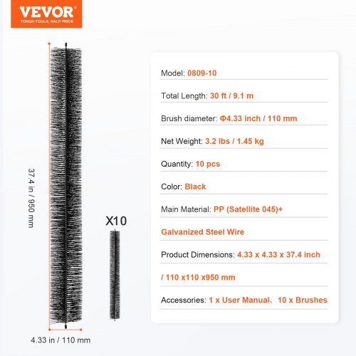 Brosse De Protection Pour Gouttière 11 Pouces - Verte, Anti-UV, Anti-rouille - Neuf