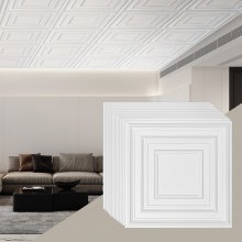 VEVOR Dalles de Plafond Lot de 12 PVC 605 mm x 605 mm Installation Facile Blanc