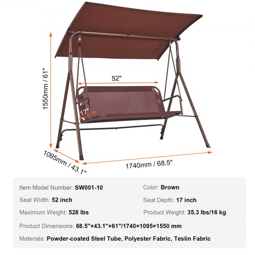 VEVOR Balançoire De Porche En Bois De Cèdre – 124x71x60 Cm – Capacité 400 Kg – Banc Extérieur Avec Chaînes, Blanc