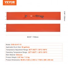 VEVOR Bande Chauffante de Baril en Métal 55gal 1200W 250mm 30°C-150°C Réglable