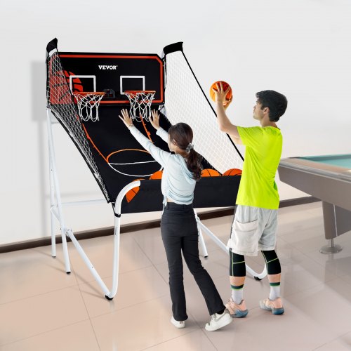 Jeu D'arcade Basket VEVOR Double Panier – Intérieur, 2 Joueurs, 5 Ballons