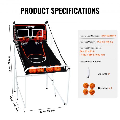 Panier de Basketball, SucceBuy Jeu d'Arcade de Basket-Ball Pliable