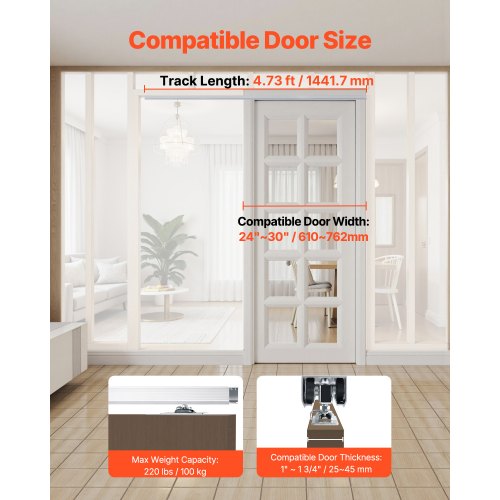 Kit De Quincaillerie Pour Porte Coulissante Suspendue En Bois Avec Fermeture Souple, Porte Non Incluse Noir