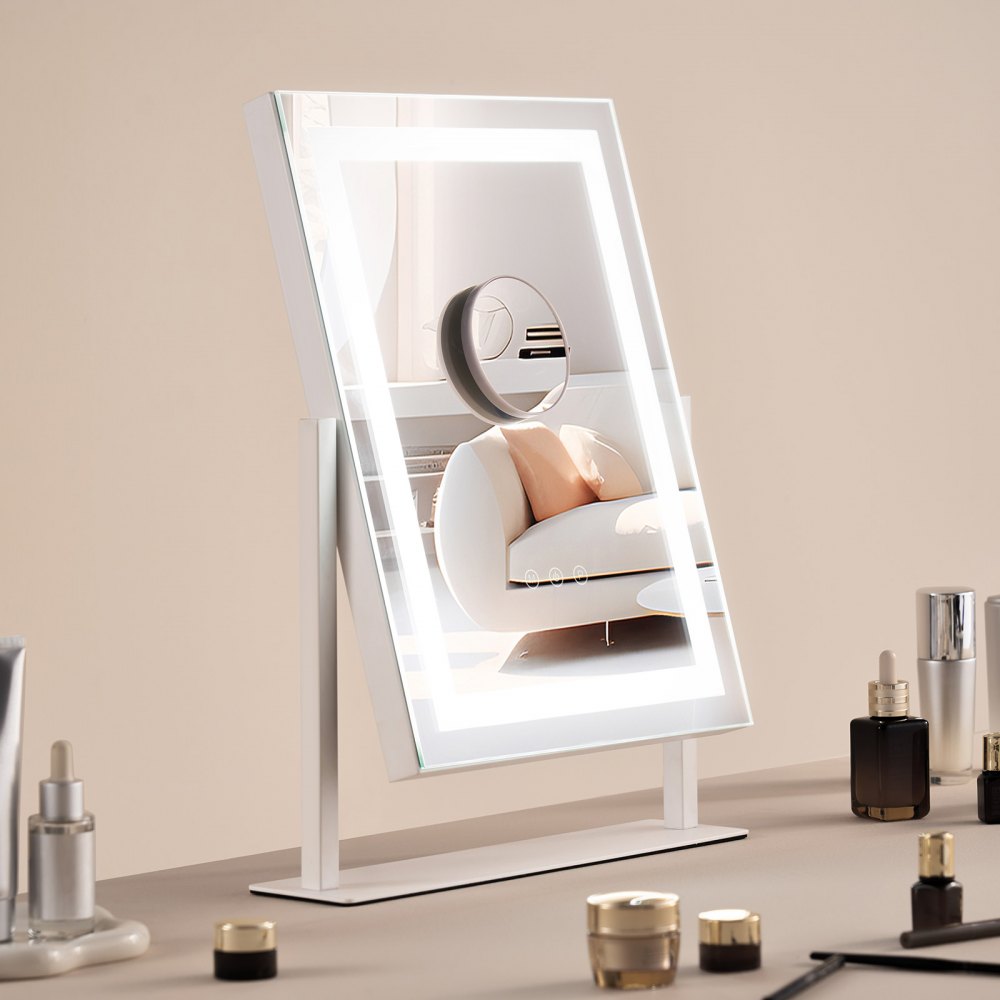 VEVOR Miroir de Maquillage avec Lumière LED et Miroir Grossissant 5X 406x296 mm