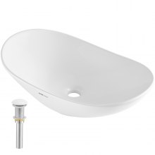 VEVOR Lavabo de salle de bain vasque à poser en céramique blanche 592 x 361 mm