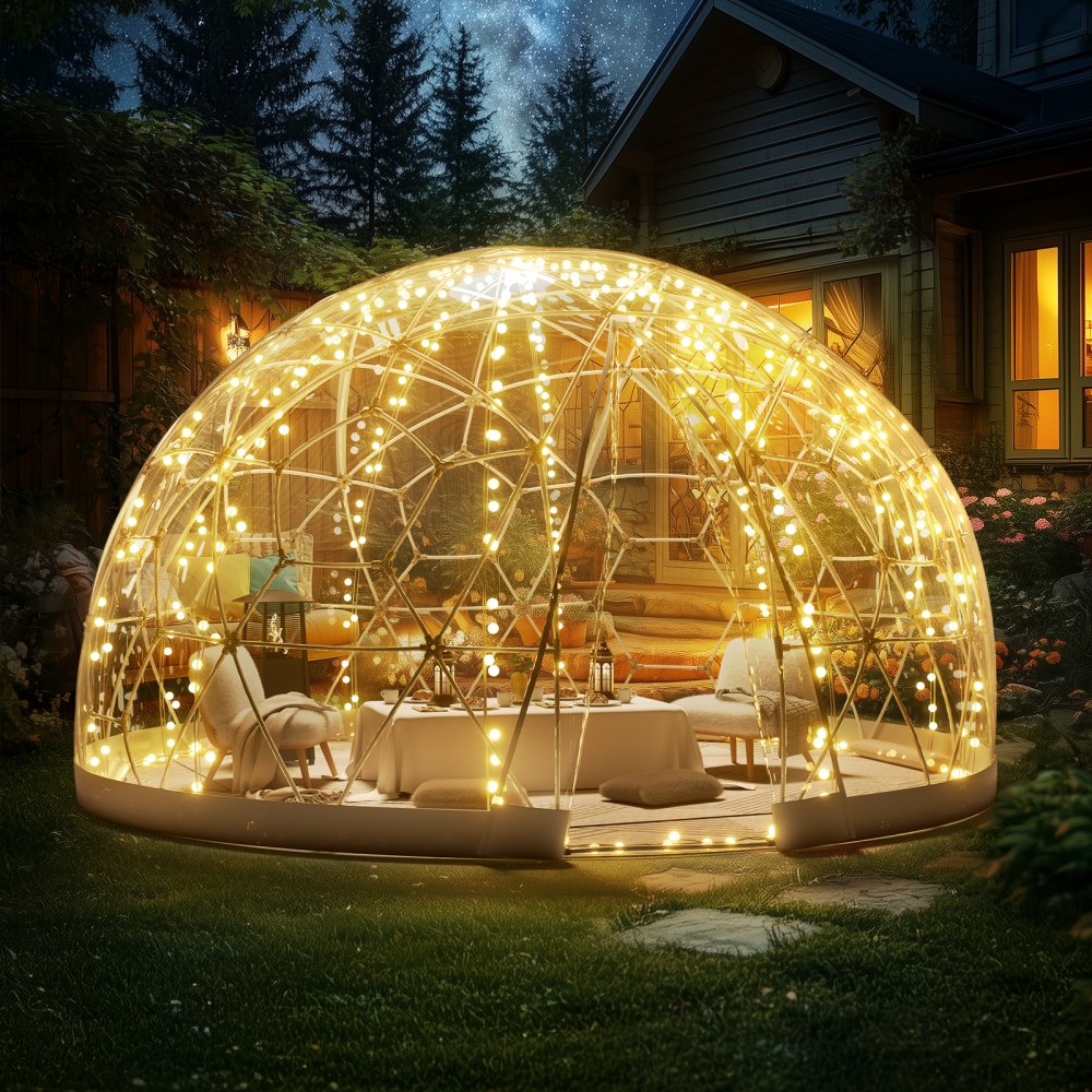 VEVOR Tente à Bulle Dôme 3,66 m Abri Camping Extérieur avec Fenêtre Transparente