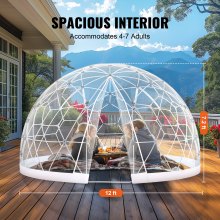 VEVOR Tente à Bulle Dôme 3,66 m Abri Camping Extérieur avec Fenêtre Transparente