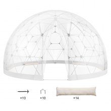 VEVOR Tente à Bulle Dôme 3,66 m Abri Camping Extérieur avec Fenêtre Transparente