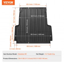 VEVOR Tapis de Coffre Tapis de Benne en TPE Épais pour JEEP Gladiator 2020-2024