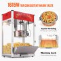 VEVOR Machine à Pop-corn Électrique de Comptoir 1615 W 454 g pour Magasin Rouge