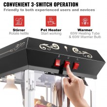 VEVOR Machine à Pop Corn Électrique de Comptoir 850 W 227 g 48 Tasses Noir