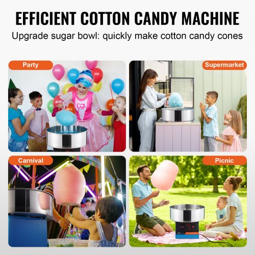 VEVOR Machine à Barbe à Papa Électrique 1000W Rose - Bol Inox, Cuillère à Sucre, Idéale Pour Fêtes, Anniversaires Et Usage Commercial