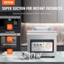 VEVOR Machine à emballer sous vide à chambre 320 W machine d'emballage sous vide taille compacte 320 mm dans la cuisine domestique et pour un usage commercial pour aliments humides, viandes, marinades