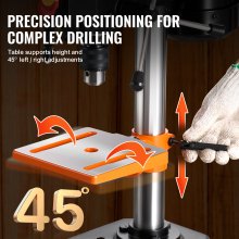 VEVOR Perceuse à Colonne 203,2 Mm 8 Pouces, Moteur À Induction 2,3 A, Puissance Maximale 500 W, Perceuse De Table Avec Contrôle Variable À 5 Vitesses 550/950/1450/1950/2500 Tr/min, Table De Travail Inclinable De 0 À 45 °