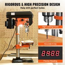 VEVOR Perceuse À Colonne 750w 12 Pouces Oscillation, 440-2580 Tr/min, Perceuse À Vitesse Variable Avec Plan De Travail Inclinable De 0 À 45 °, Perceuse De Positionnement À Rayons X, Perceuse À Bois Et Métal