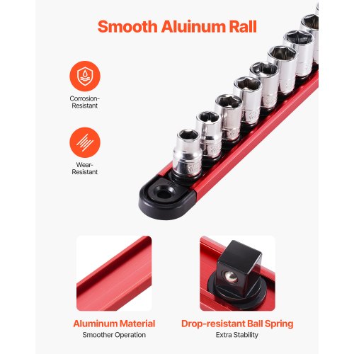 Organisateur De Douilles Magnétique WORKPRO – 1/4 De Pouce, 12 Clips, Rail Alu