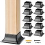 VEVOR Lot de 10 Support de Poteau Bois 4''x4'' 102x102 mm Base de Poteau Interne 91,4x91,4 mm en Acier au Carbone pour Ancrage de Poteau Bois Standard de Rambarde, Main Courante de Terrasse, Porche