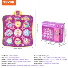 VEVOR Tapis de Danse Enfants de Jeu pour 1 Joueur Filles Garçons 3 Ans et Plus